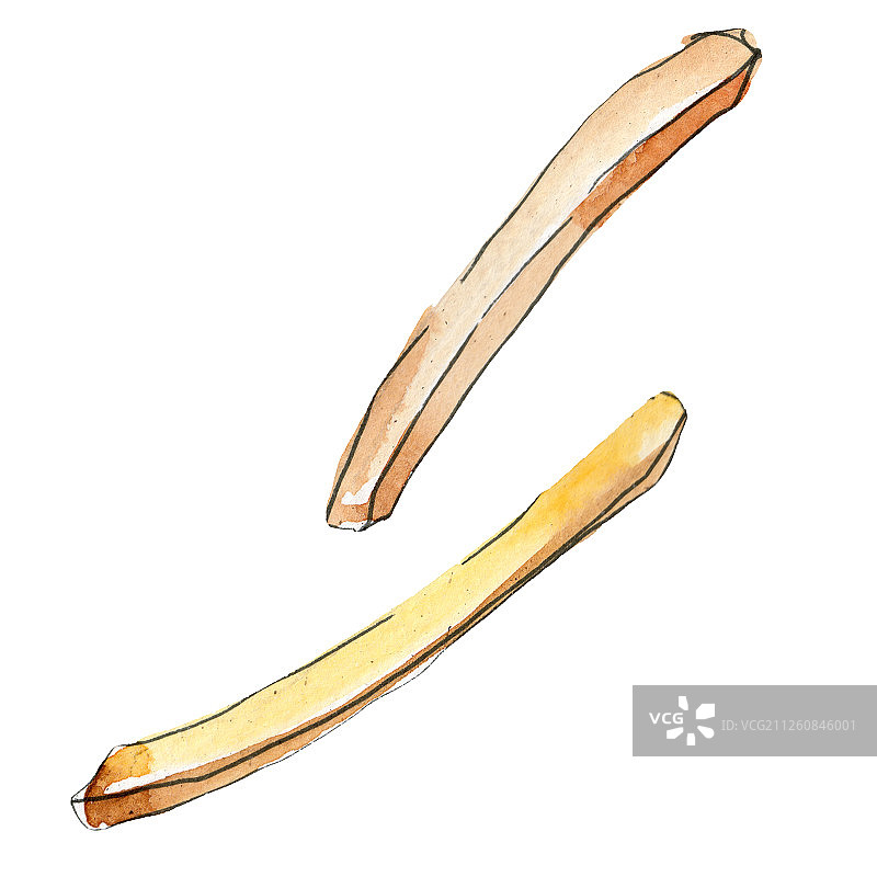 水彩风格炸薯条套餐图片素材