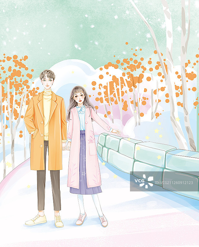 秋冬情侣红柿子图片素材