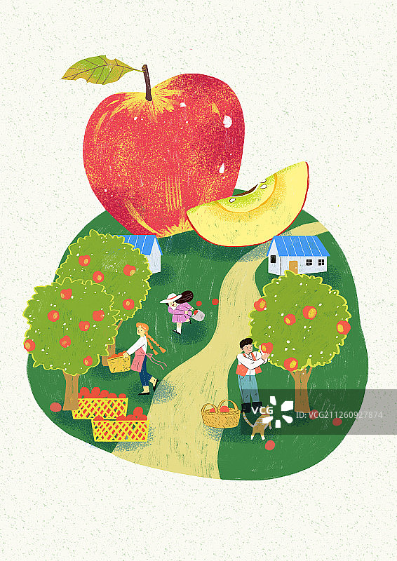 新鲜食材收获季节插画：蔬菜、水果、鱼、肉等006图片素材