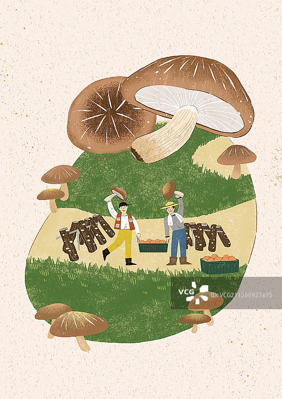 新鲜食材丰收季：蔬菜、水果、鱼和肉等插画图片素材