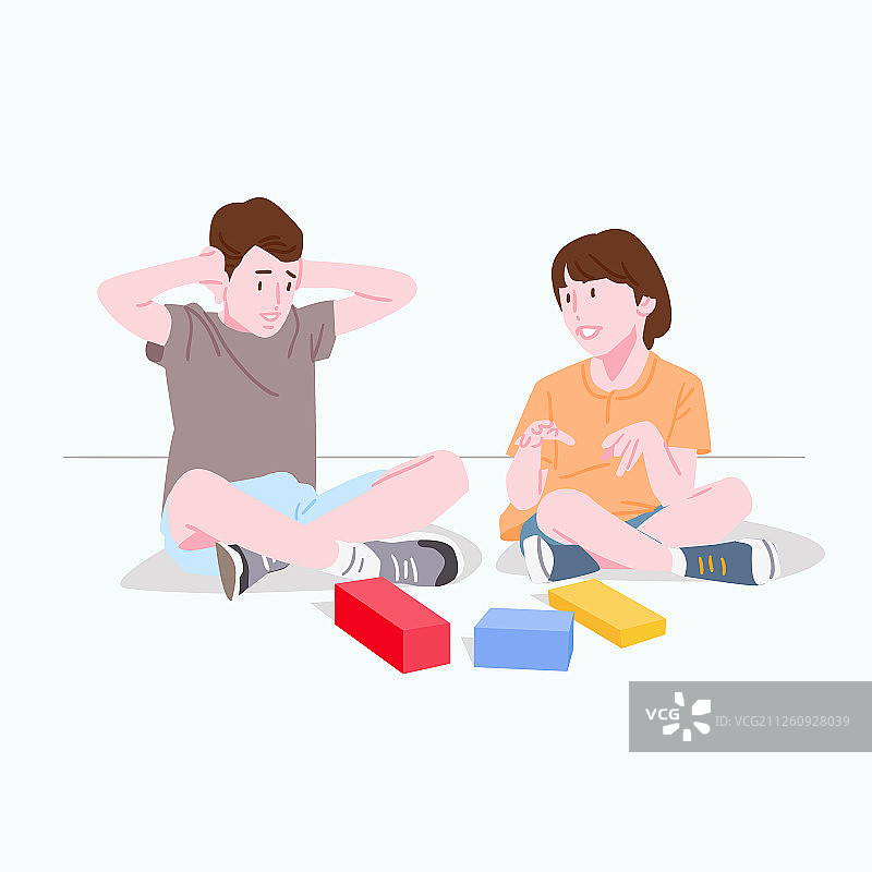 互助生活：帮助残疾人插画018图片素材