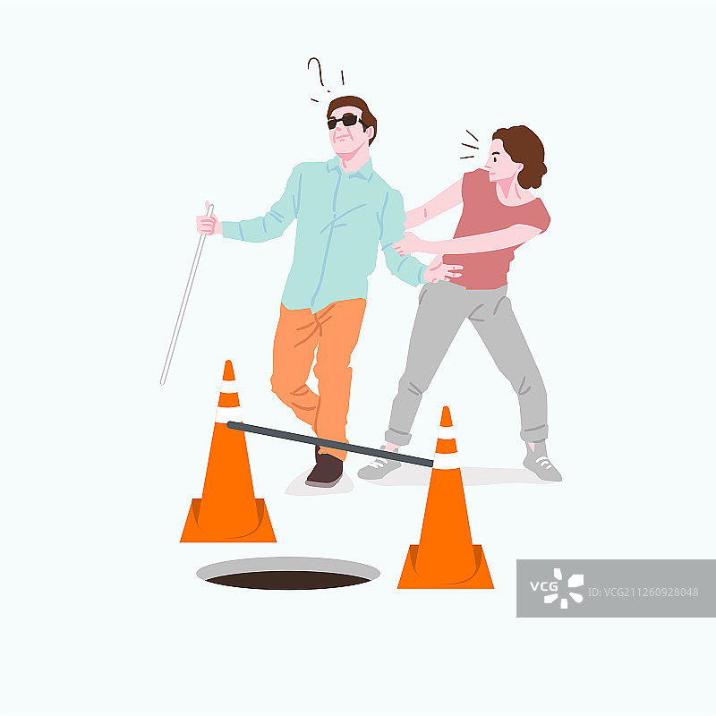 互助残疾人插画图片素材