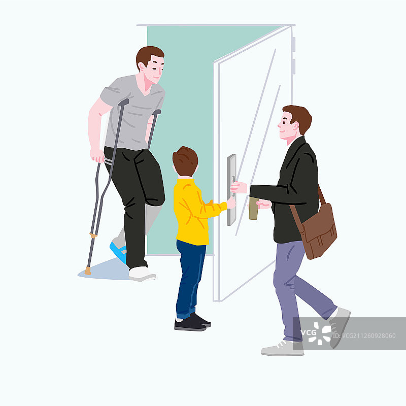互助残疾人生活插画012图片素材