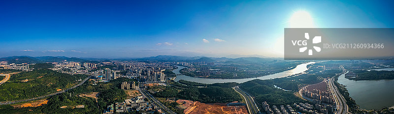 广州增城区挂绿湖航拍全景图图片素材