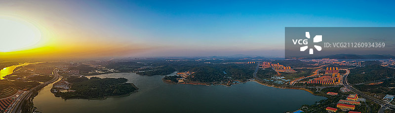 广州增城区挂绿湖航拍全景图图片素材