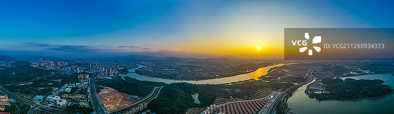 广州增城区挂绿湖航拍全景图图片素材