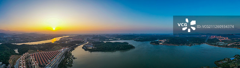 广州增城区挂绿湖航拍全景图图片素材