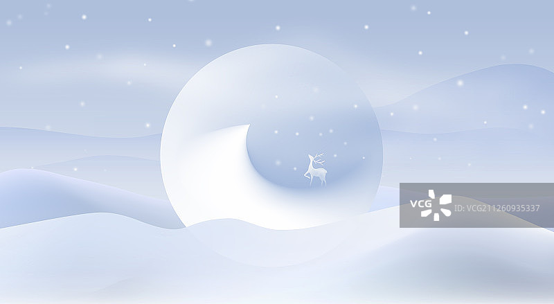 冬日抽象麋鹿雪景插画图片素材