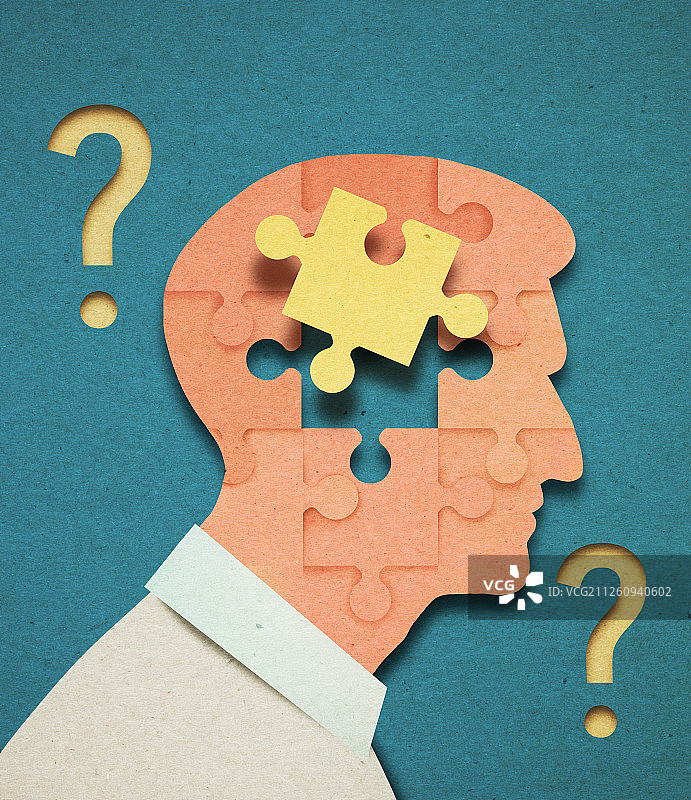 纸艺、痴呆与大脑疑问图片素材