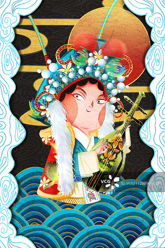 国潮风京剧角色旦角四大美人王昭君插画图片素材