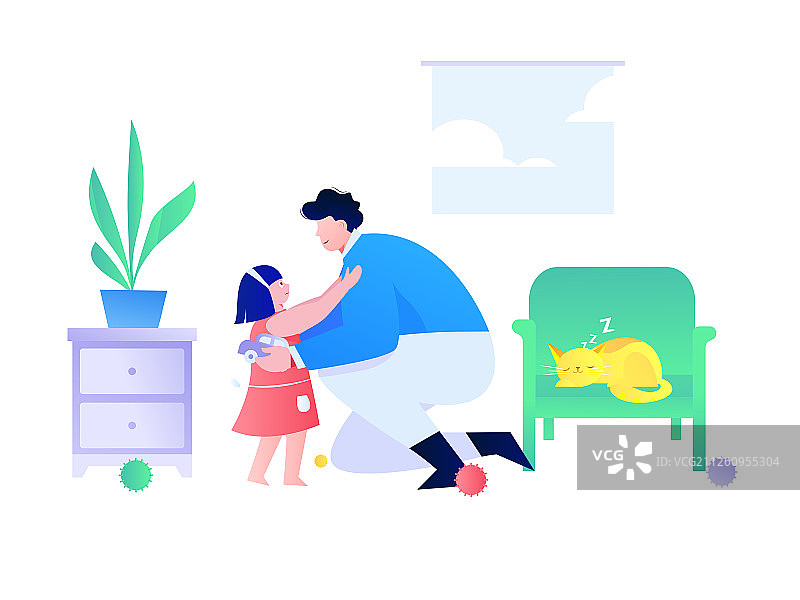 温馨的家，扁平矢量人物场景创意概念插画图片素材