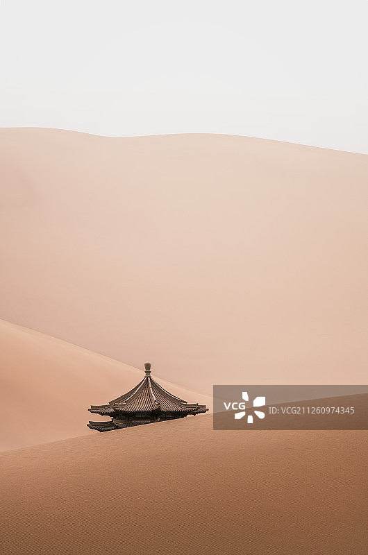 月牙泉日落图片素材