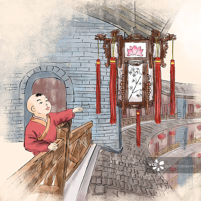 传统节日春节过年习俗之正月十五元宵节赏花灯图片素材