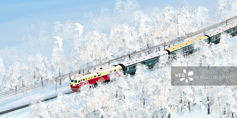 2020春运冬天回乡的列车图片素材