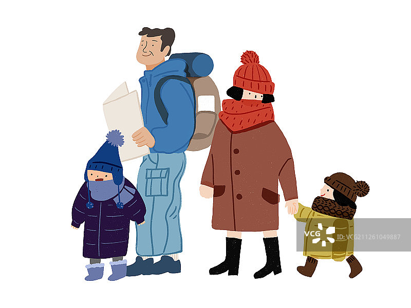 一家四口春节回家插图图片素材