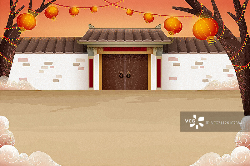 中式传统建筑插图图片素材