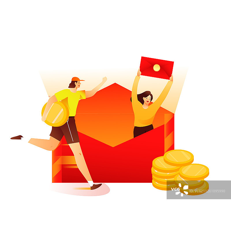 卡通理财红包金融活动概念背景矢量插画图片素材