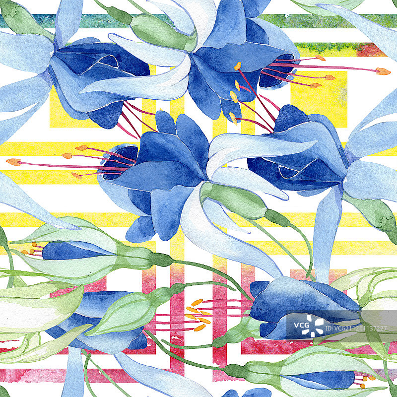 蓝色倒挂金钟花卉背景图案图片素材