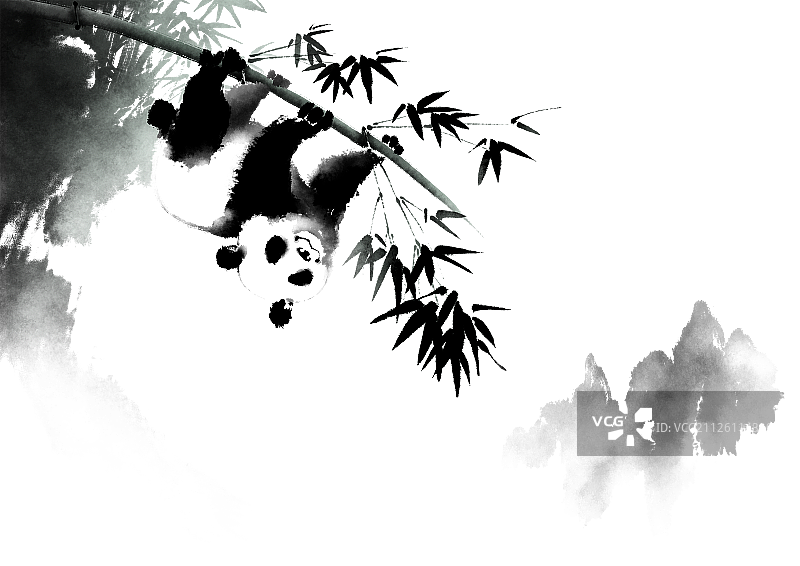 熊猫在竹子上图片素材