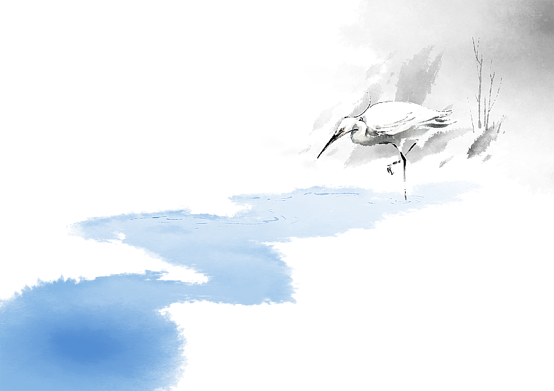 瀑布中的起重机图片素材