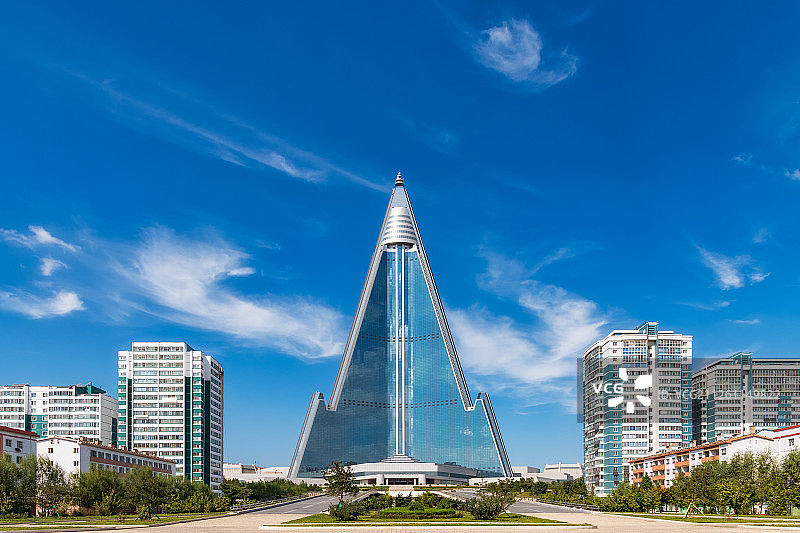 朝鲜平壤柳京饭店户外风光图片素材