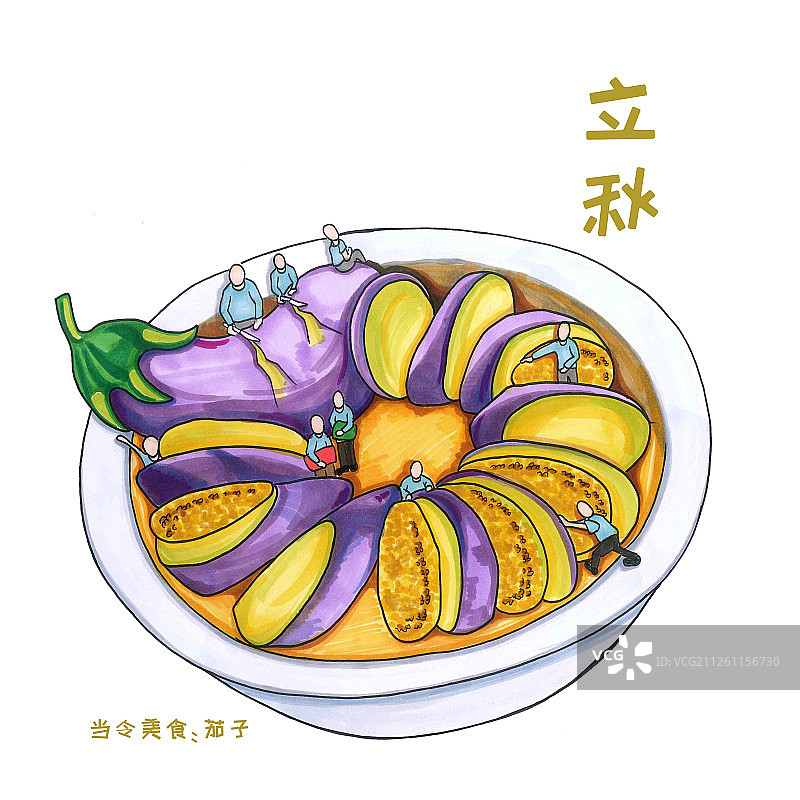 二十四节气美食插画——立秋图片素材