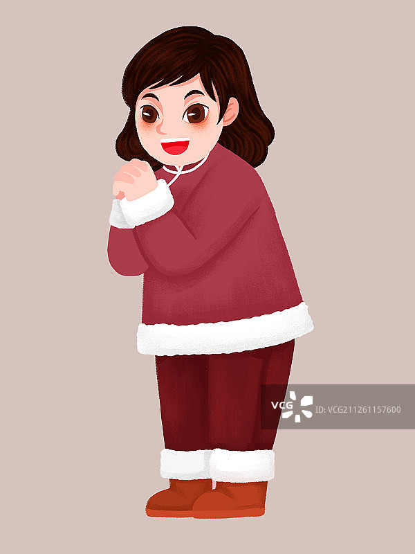 作揖拜年的女人插画图片素材