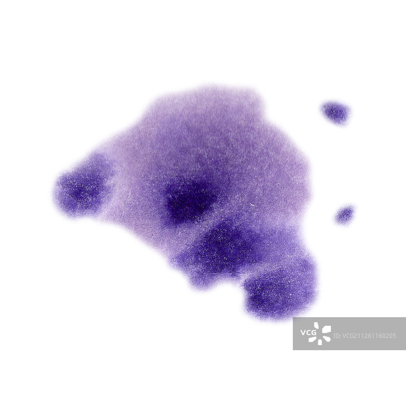 抽象紫色水彩纸飞溅形状孤立绘图。水彩画背景，纹理，包装图案。图片素材