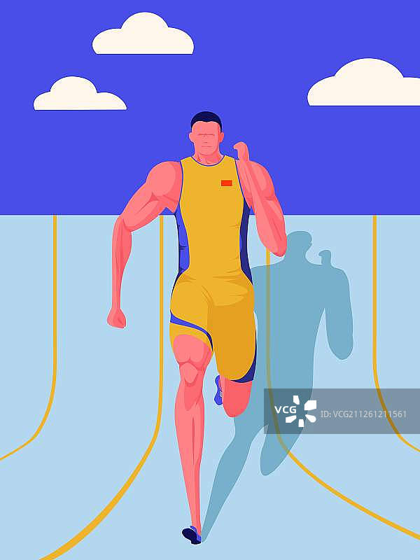 青年男子户外跑道跑步矢量图图片素材