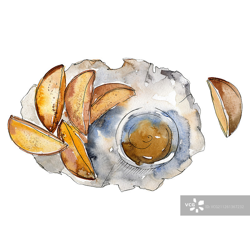 水彩风格炸薯条套餐图片素材