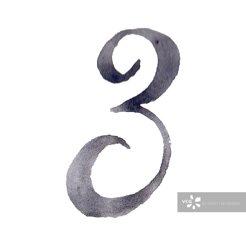 数字字体水彩背景插图集，独立数字插图元素图片素材