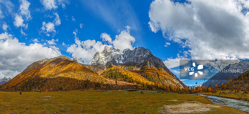 四川阿坝四姑娘山长坪沟木骡子营地秋色图片素材