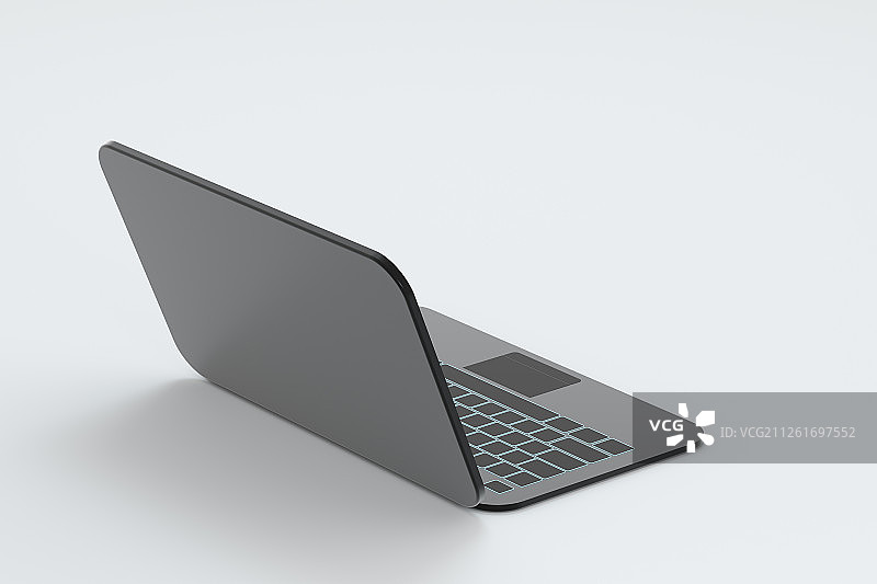 便携笔记本电脑与白色背景 三维渲染图片素材