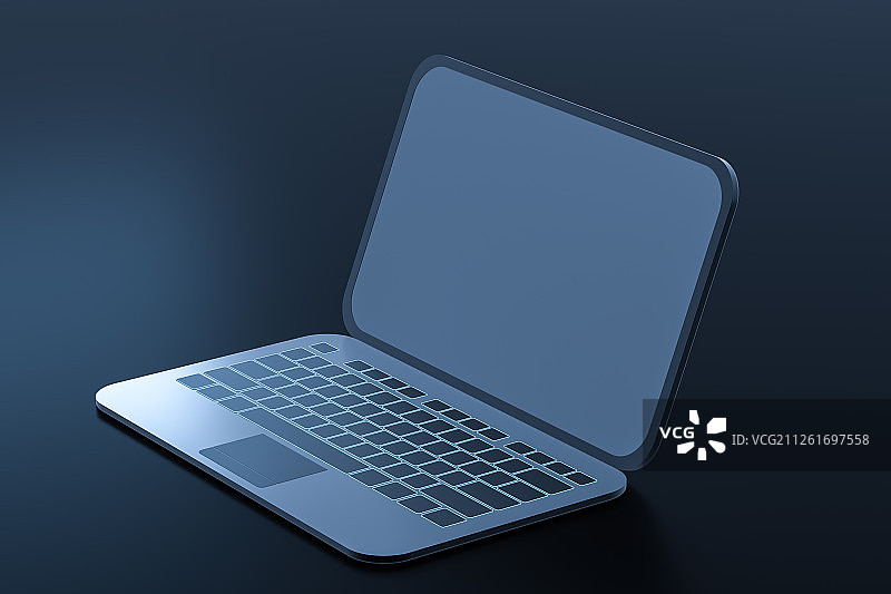便携笔记本电脑与黑色背景 三维渲染图片素材