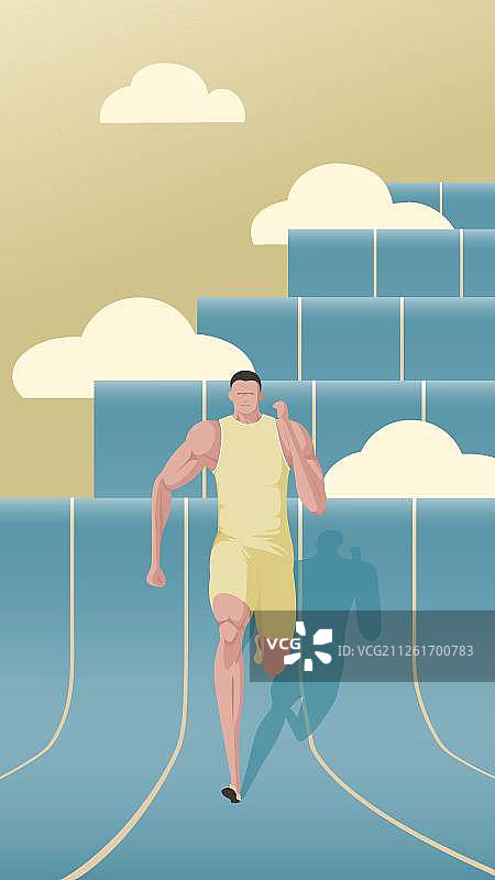 青年男人跑道跑步矢量图图片素材