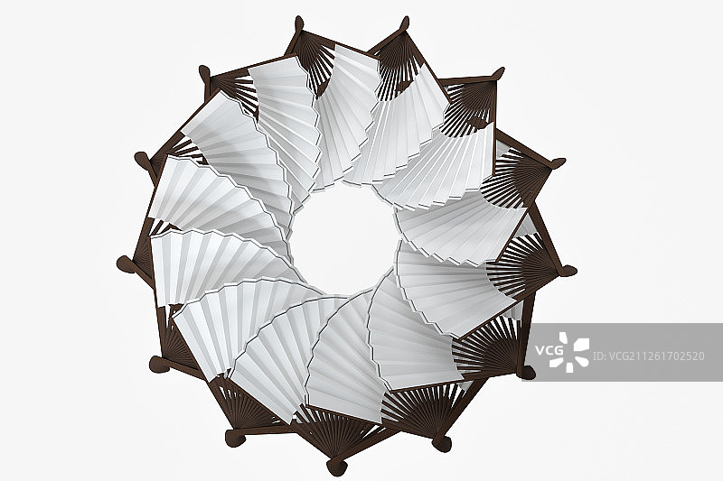 传统空白扇面设计背景 三维渲染图片素材