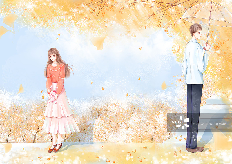 秋日情侣图片素材