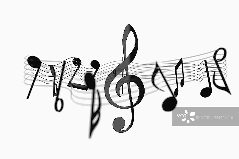 创意音符与空白背景 三维渲染图片素材