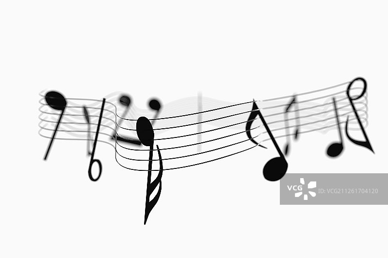 创意音符与空白背景 三维渲染图片素材