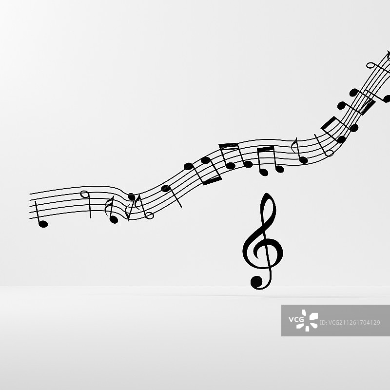创意音符与空白背景 三维渲染图片素材