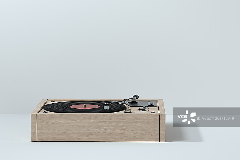 木纹古典黑胶唱片机 三维渲染图片素材