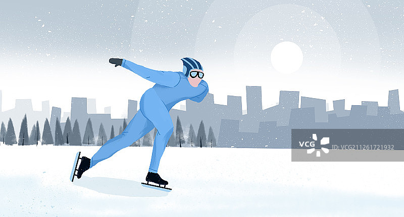 在户外的短道速滑极速滑冰的运动员横图图片素材