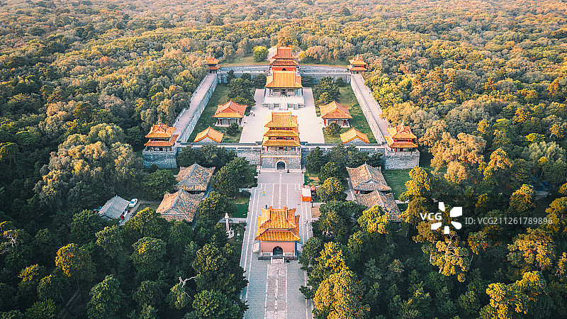 沈阳北陵公园航拍图片素材