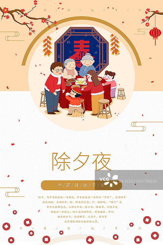 春节过年习俗之大年三十除夕年夜饭图片素材