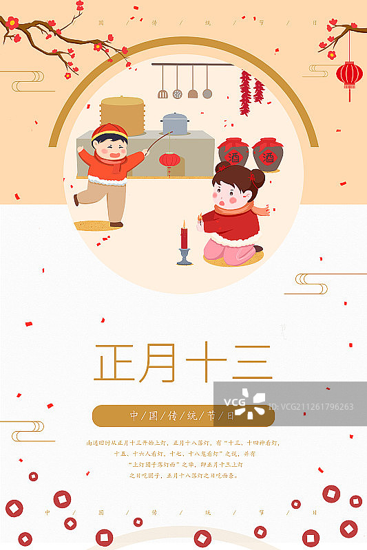 春节过年习俗之正月十三灶下点灯图片素材