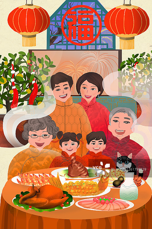 年俗-大年三十 守岁 无字图片素材