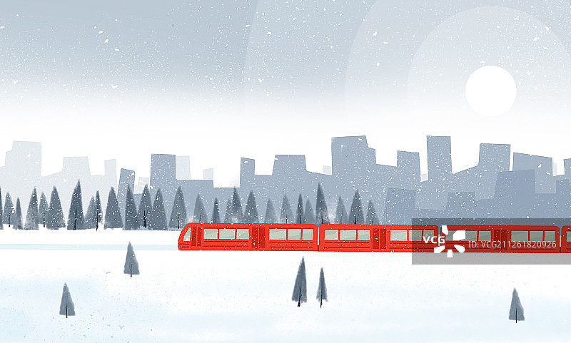 行驶在城市的旅行火车横图图片素材