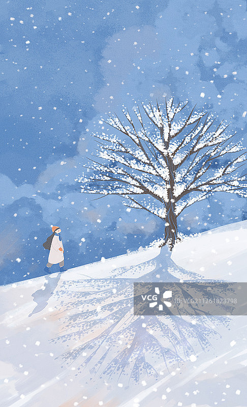 行走在下雪天图片素材