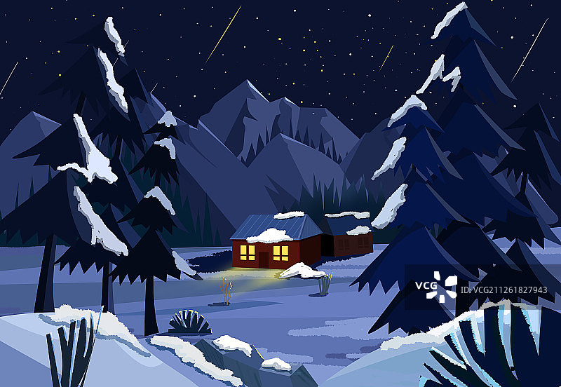 冬天下雪的村庄场景图片素材