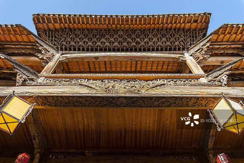 江西婺源徽派建筑汪口俞氏宗祠建筑及木雕艺术图片素材